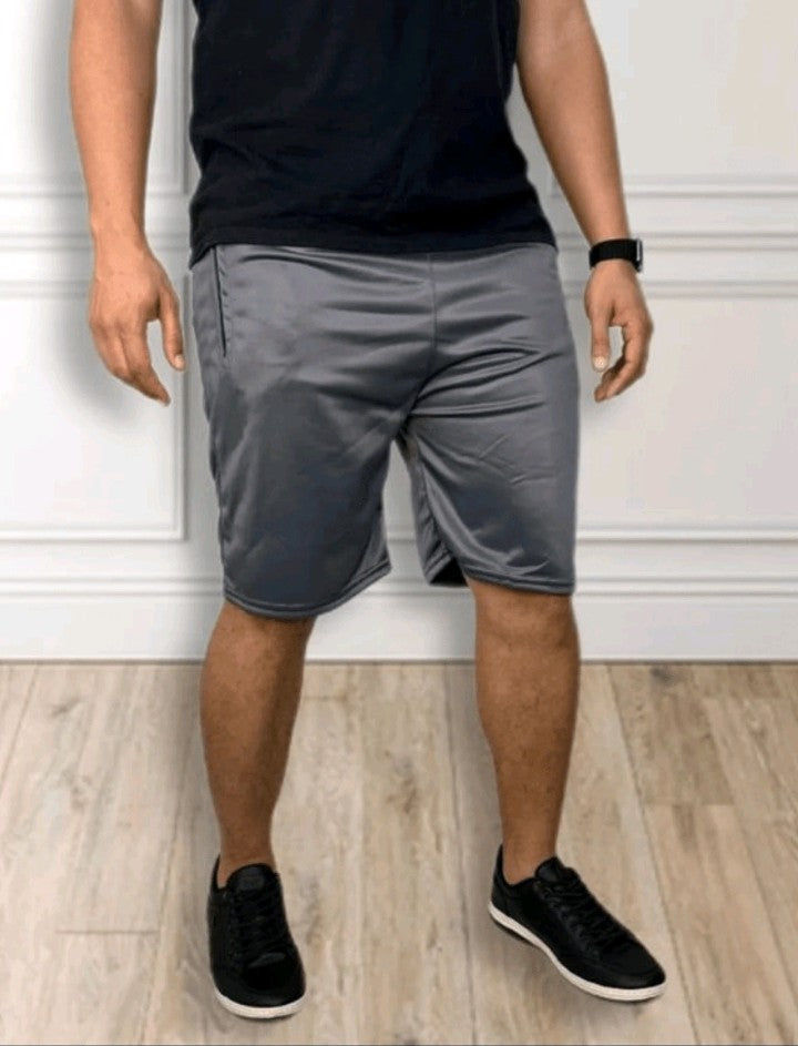 SHORT KIT 3 BERMUDAS REFLETIVO PRETO / CINZA / AZUL REFLETIVO CASUAL ACADEMIA ATIVIDADE