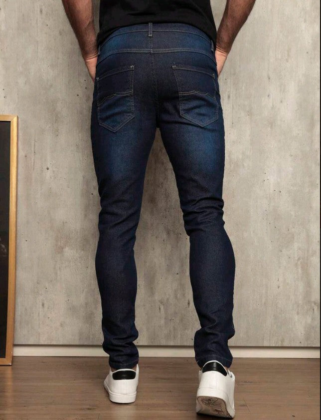 Calça Jeans Masculina Slim Original Elastano Roupas Masculina Cor Lavagem Azul Escuro Envio Imediato